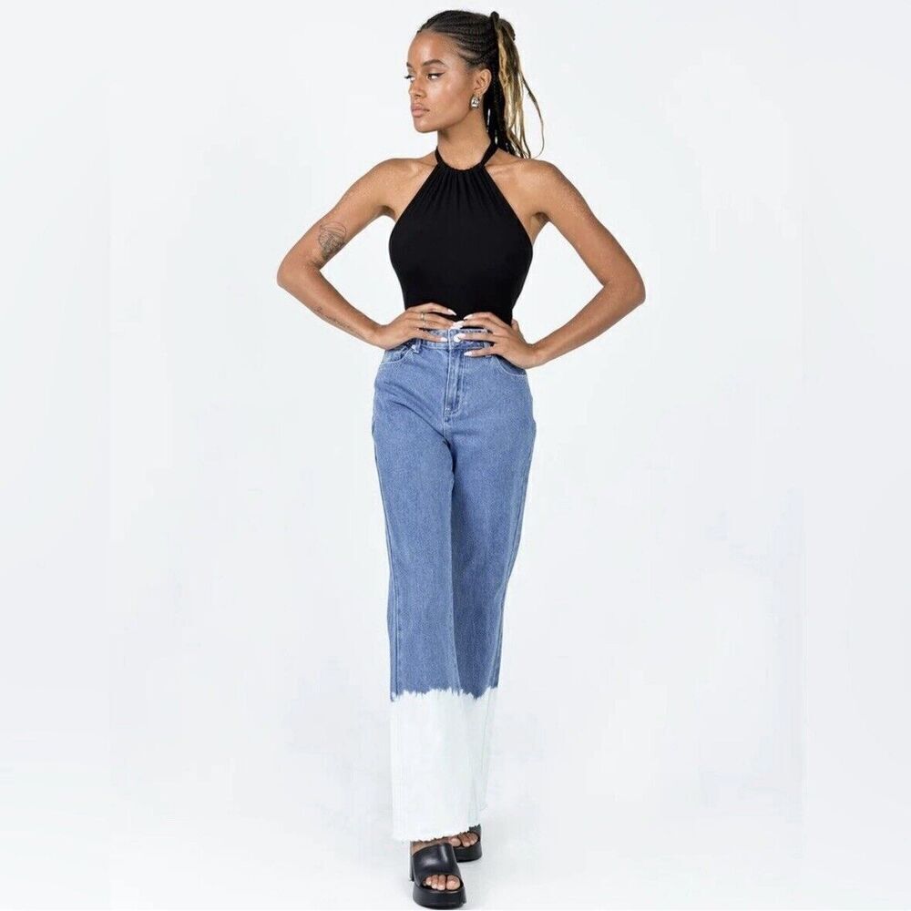 Princess Polly Jeans Size 8 Loose Organic Cotton Myrtle Mid Slouch Denim Ombre